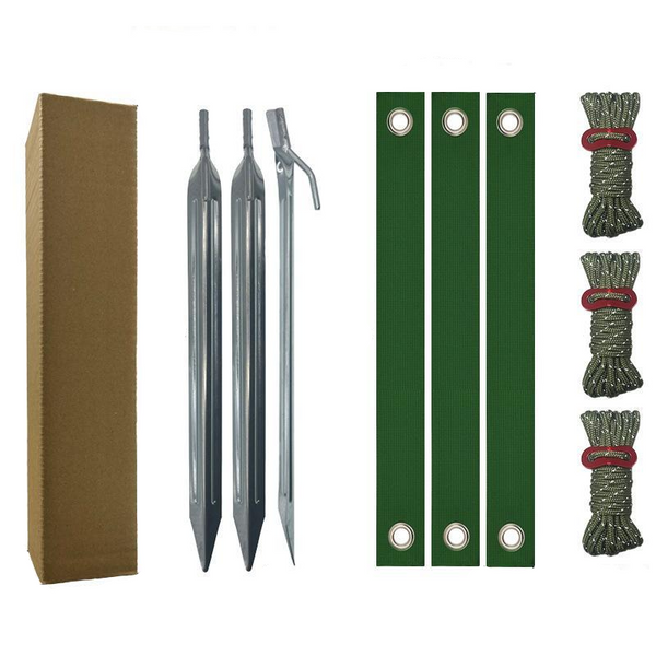 Elosung Silver Spike Army Green Windscreens Heavy Duty Tree Anchoring Kit 9 Piece Set With Ground Stakes Straps And Ropes Garden Tool Sets