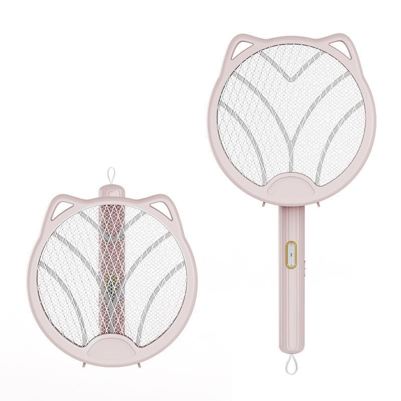 Elosung Pink 4 In 1 Foldable Electric Mosquito Swatter Rechargeable Bug Zapper With Uv Light Insect Nets & Repellents