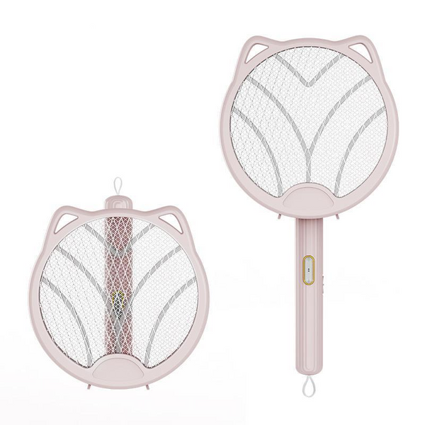 Elosung Pink 4 In 1 Foldable Electric Mosquito Swatter Rechargeable Bug Zapper With Uv Light Insect Nets & Repellents