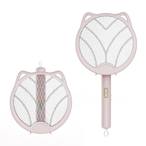 Elosung Pink 4 In 1 Foldable Electric Mosquito Swatter Rechargeable Bug Zapper With Uv Light Insect Nets & Repellents
