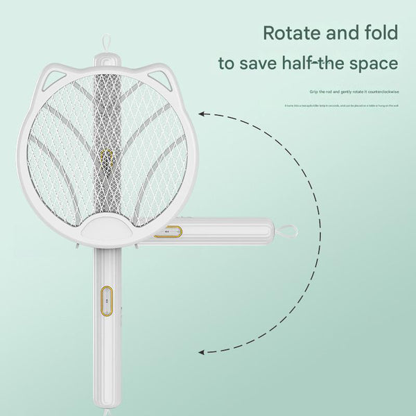 Elosung Pink 4 In 1 Foldable Electric Mosquito Swatter Rechargeable Bug Zapper With Uv Light Insect Nets & Repellents