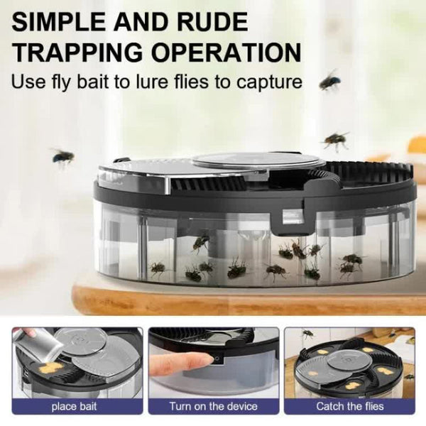 White Electric Rotating Fly Trap 360 Degree Efficient Insect Catcher For Indoor Use Insect Traps & Baits
