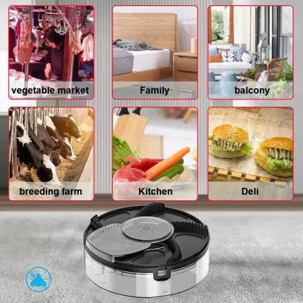 Elosung Black Electric Rotating Fly Trap 360 Degree Efficient Insect Catcher For Indoor Use Insect Nets & Repellents