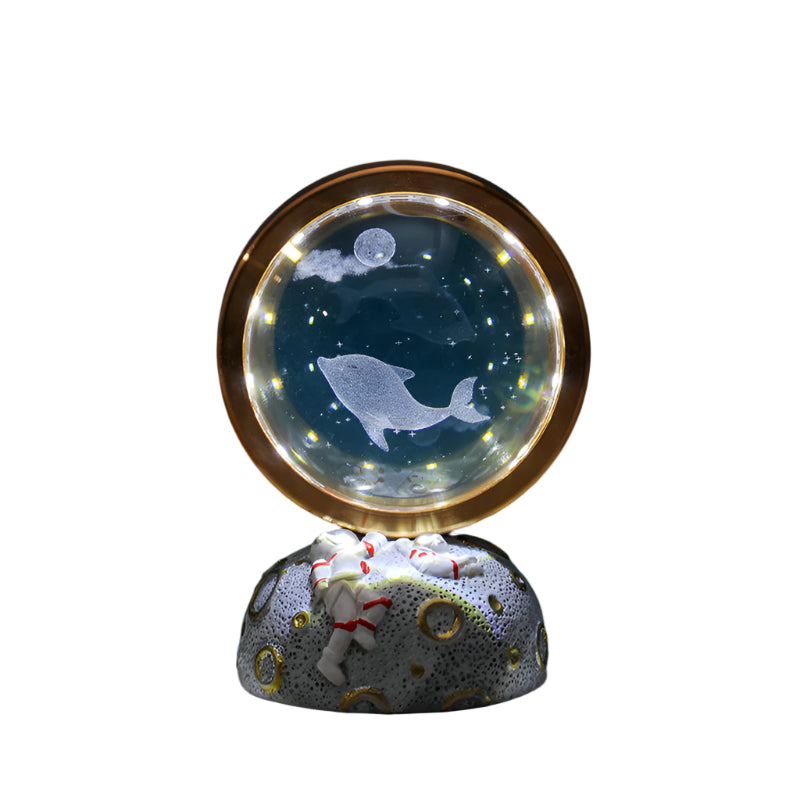 Elosung Dolphin Galaxy Astronaut Led Night Light Decorative Space Themed Lamp With Starry Globe Night Lights