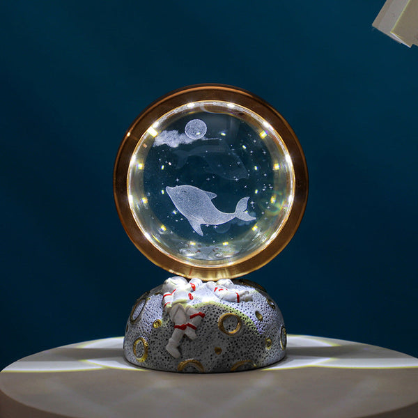Elosung Dolphin Galaxy Astronaut Led Night Light Decorative Space Themed Lamp With Starry Globe Night Lights