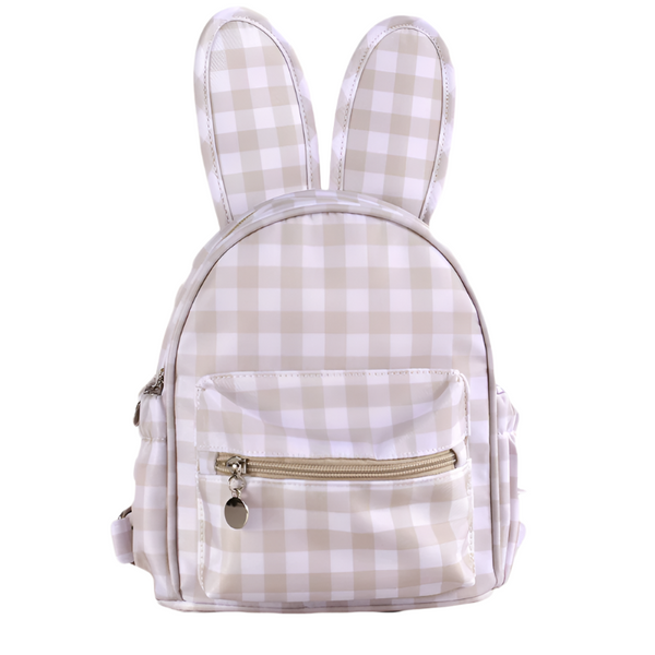 Elosung Khaki Kids Bunny Ear Gingham Backpack Cute Mini Bag For Girls Backpacks & Bags