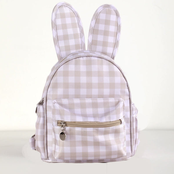 Elosung Khaki Kids Bunny Ear Gingham Backpack Cute Mini Bag For Girls Backpacks & Bags