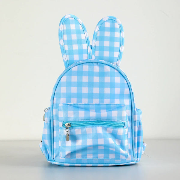 Blue Kids Bunny Ear Gingham Backpack Cute Mini Bag For Girls Backpacks & Bags