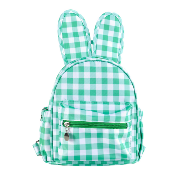 Green Kids Bunny Ear Gingham Backpack Cute Mini Bag For Girls Backpacks & Bags