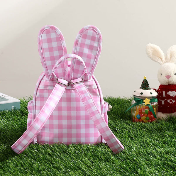 Green Kids Bunny Ear Gingham Backpack Cute Mini Bag For Girls Backpacks & Bags