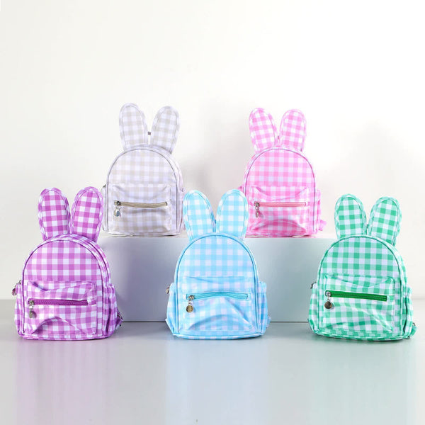 Green Kids Bunny Ear Gingham Backpack Cute Mini Bag For Girls Backpacks & Bags