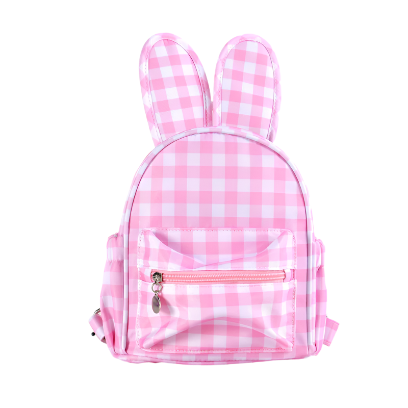 Elosung Pink Kids Bunny Ear Gingham Backpack Cute Mini Bag For Girls Backpacks & Bags