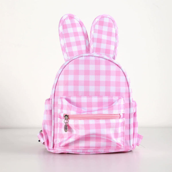 Elosung Pink Kids Bunny Ear Gingham Backpack Cute Mini Bag For Girls Backpacks & Bags