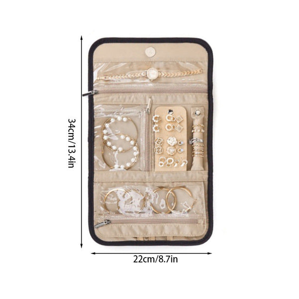 Veile Studios Pink Travel Jewelry Organizer Compact Roll Up Storage Bag With Multiple Compartments Jewellery Holders & Organisers