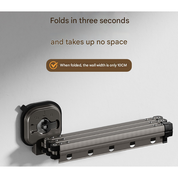 Elosung Butter Yellow Wall Mounted Foldable Clothes Drying Rack 3 Section Aluminum With 15 Windproof Hooks Clothes Hangers