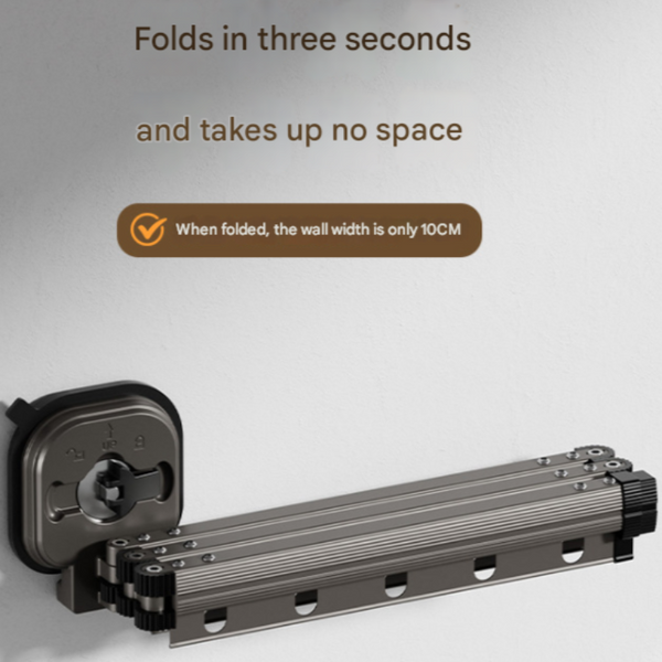 Elosung White Wall Mounted Foldable Clothes Drying Rack 3 Section Aluminum With 15 Windproof Hooks Garment Racks