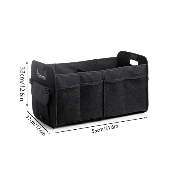 Elosung Black Foldable Car Trunk Organizer Multi Compartment Storage Box With Handles Car Organisers