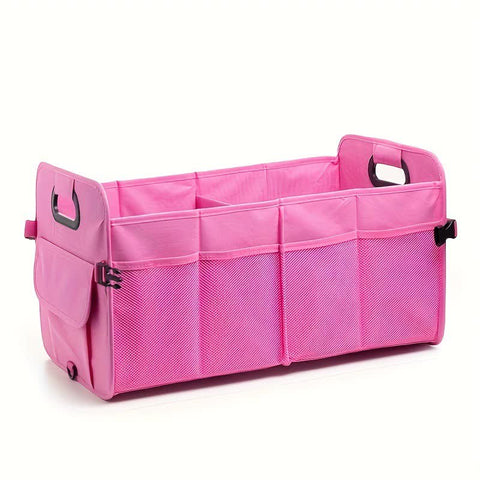 Elosung Rose Red Foldable Car Trunk Organizer Multi Compartment Storage Box With Handles Car Organisers