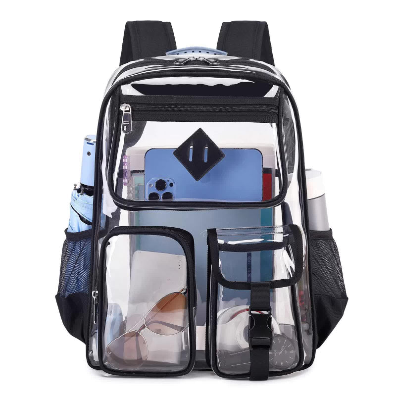 Elosung Black Clear Transparent Backpack Stylish Pvc School Bag With Multiple Pockets Backpacks & Bags