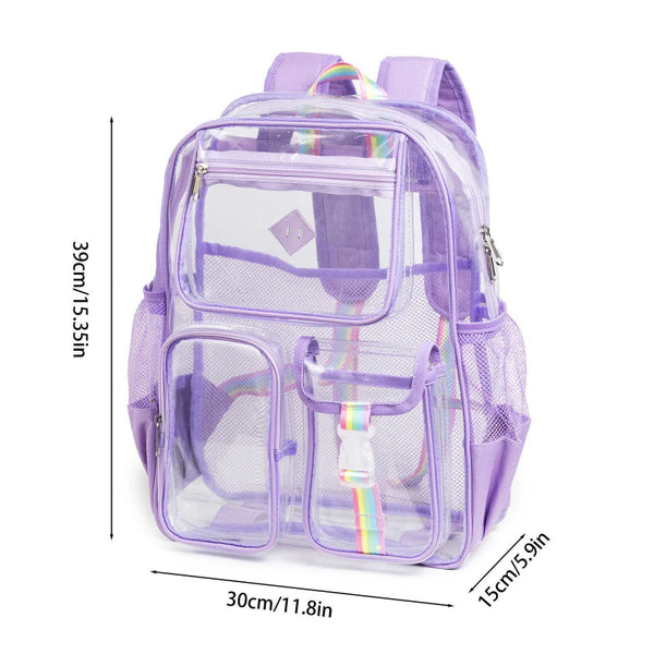 Elosung Pink Clear Transparent Backpack Stylish Pvc School Bag With Multiple Pockets Backpacks & Bags