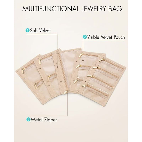 Veile Studios Portable Jewelry Organizer Inserts Clear Zippered Pouch Set For Accessories Jewellery Holders & Organisers