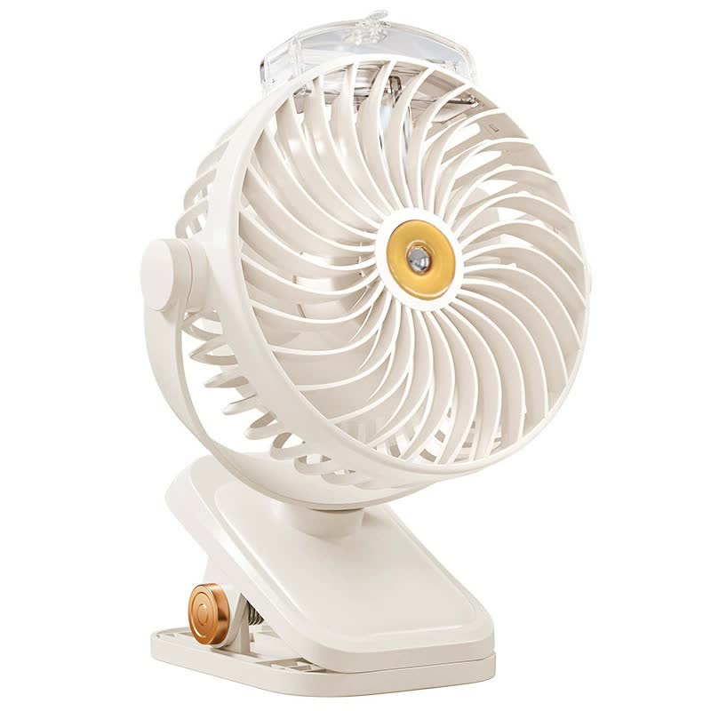 Elosung White Clip On Mist Fan Rechargeable Cooling With Spray Modes Portable Fans
