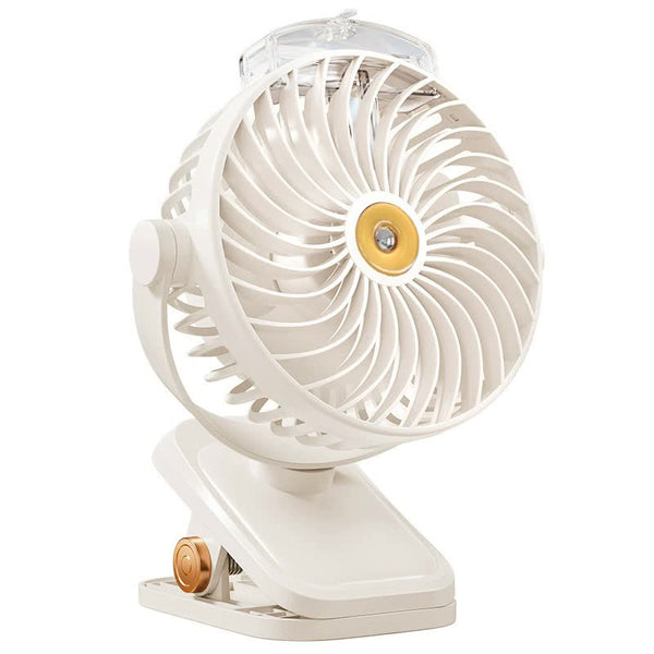 Elosung White Clip On Mist Fan Rechargeable Cooling With Spray Modes Portable Fans