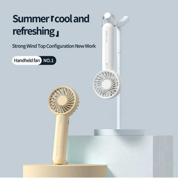 White Mini Handheld Rechargeable Fan Portable Usb Powered Cooling With Keyring Portable Fans