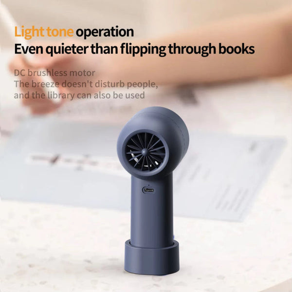 Yellow Mini Bladeless Fan Rechargeable Handheld With Led Display Portable Fans