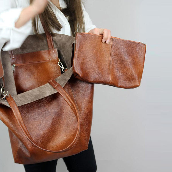 Elosung Black Classic Large Pu Leather Tote Bag With Inner Pouch Elegant And Functional Women's Bags & Handbags