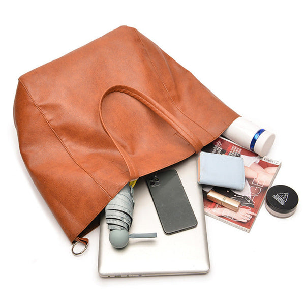 Elosung Grey Green Classic Large Pu Leather Tote Bag With Inner Pouch Elegant And Functional Women's Bags & Handbags