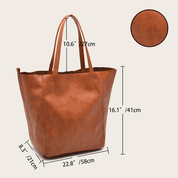 Elosung Grey Green Classic Large Pu Leather Tote Bag With Inner Pouch Elegant And Functional Women's Bags & Handbags