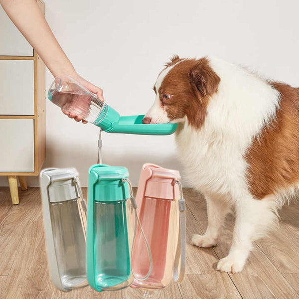 Elosung Grey Dog Water Bottle Leak Proof Travel Pet Hydration Solution Dishes Feeders & Fountains