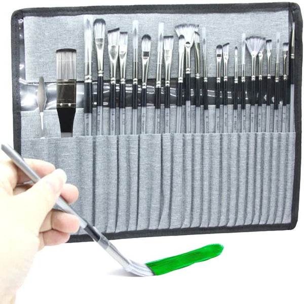 Elosung Professional Artist Brush Set With Portable Roll Up Canvas Case 36 X 26 Cm Stretched Canvas