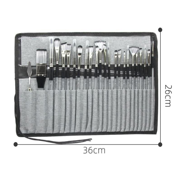 Elosung Professional Artist Brush Set With Portable Roll Up Canvas Case 36 X 26 Cm Stretched Canvas