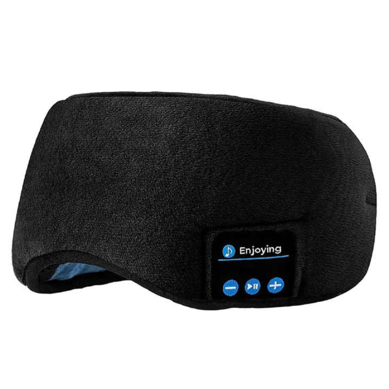 Elosung Black Bluetooth 5.0 Wireless Sleep Eye Mask Soft Plush Cover With Built In Speakers (13 X 16.5 Cm) Eye Masks