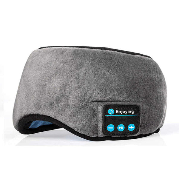 Grey Bluetooth 5.0 Wireless Sleep Eye Mask Soft Plush Cover With Built In Speakers (13 X 16.5 Cm) Eye Masks