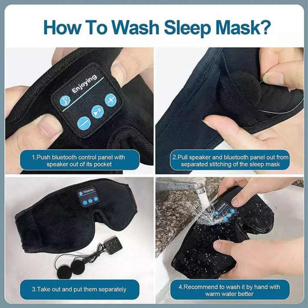 Grey Bluetooth 5.0 Wireless Sleep Eye Mask Soft Plush Cover With Built In Speakers (13 X 16.5 Cm) Eye Masks