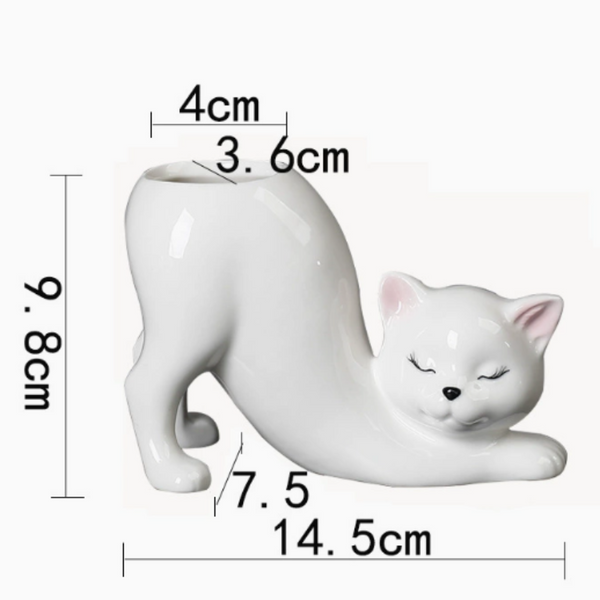 Elosung 2Pcs Pink Cute Cat Ceramic Flower Pot Decorative Succulent Planter For Home And Office Baskets Pots Window Boxes