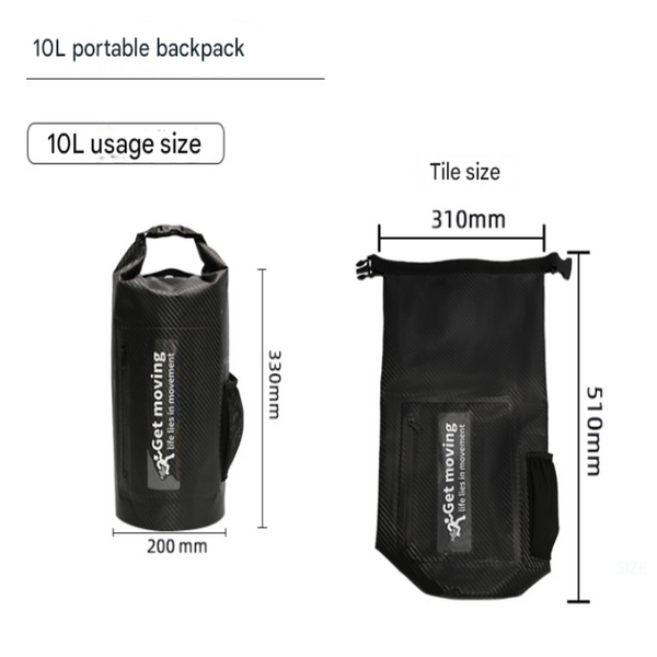 Green 10L Waterproof Dry Bag Backpack Roll Top Outdoor Sports Dry Bags