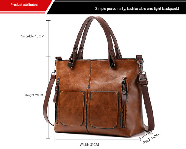 Elosung Black Women's Classic Pu Leather Tote Bag With Double Handles Multi Pocket Shoulder In Women's Bags & Handbags