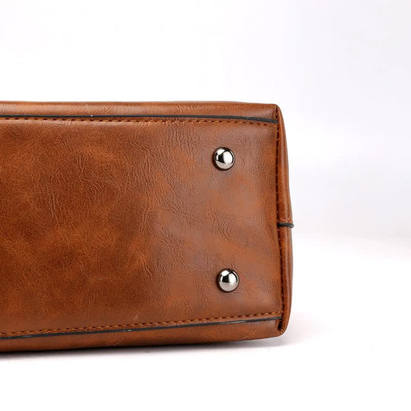 Flesh Pink Women's Classic Pu Leather Tote Bag With Double Handles Multi Pocket Shoulder In Black Women's Bags & Handbags