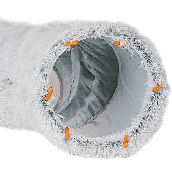 Elosung Grey Luxury Plush Cat Bed With Hidden Tunnel Soft Round Pet For Cats And Small Dogs Pet Beds