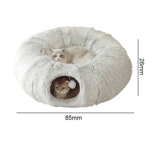 Elosung Rainbow Luxury Plush Cat Bed With Hidden Tunnel Soft Round Pet For Cats Small Dogs Pet Beds