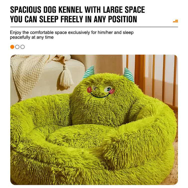 90Cm Brown Plush Dog Bed With Paw Design Ultra Soft Round Pet Sofa For Medium To Large Dogs Pet Beds