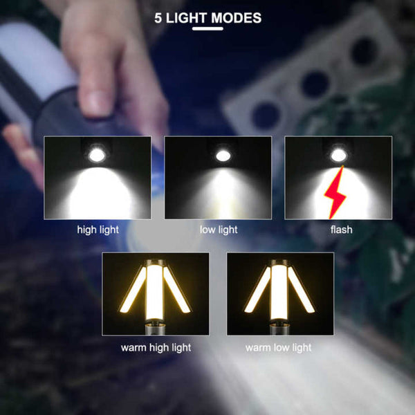 Elosung Multifunctional Telescopic Camping Lantern Portable Led Light With Adjustable Height And Usb Charging (Up To 51.8 Cm) Lanterns