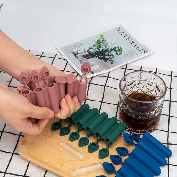 Blue Reusable Silicone Ice Stick Mold 10 Piece Set For Drinks And Bottles (6 X 1.2 Cm Per Stick) Ice Cubes Trays & Moulds