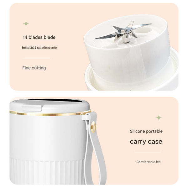 Elosung White Mini Blender Usb Rechargeable Personal Juicer With Straw Gift Countertop Blenders