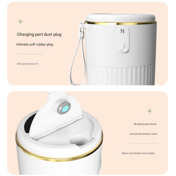 Elosung White Mini Blender Usb Rechargeable Personal Juicer With Straw Gift Countertop Blenders