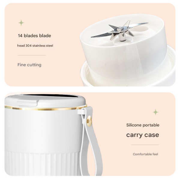 Elosung Pink Portable Mini Blender White Usb Rechargeable Personal Juicer With Straw Gift Countertop Blenders